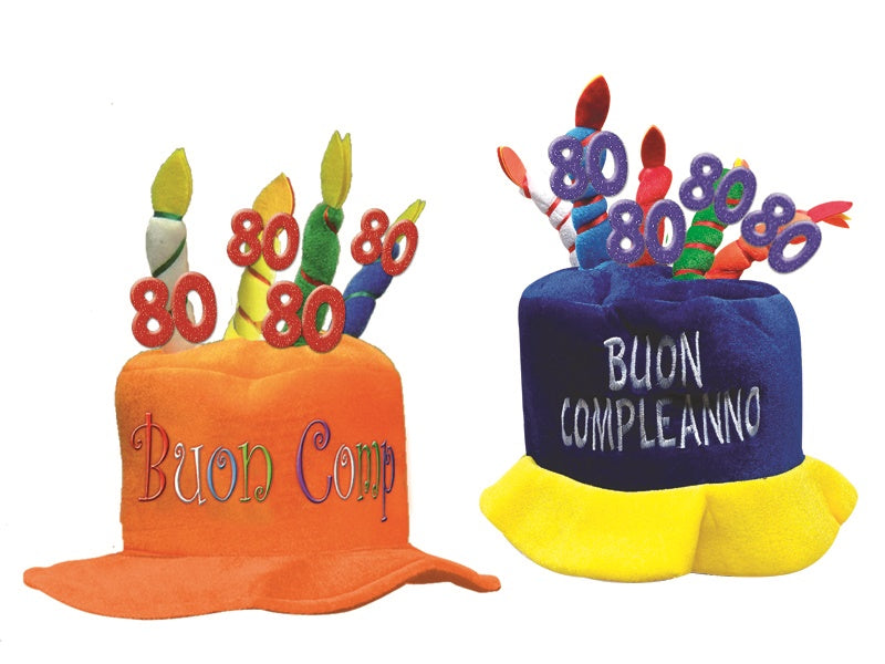 CAPPELLO COMPLEANNO TORTA CON CANDELINE