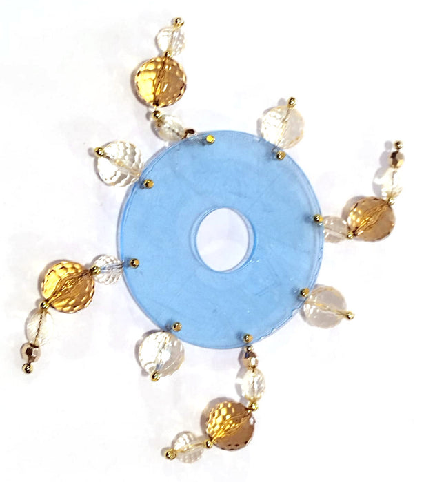 PORTACANDELA SFERE TRASPARENTI DORATE