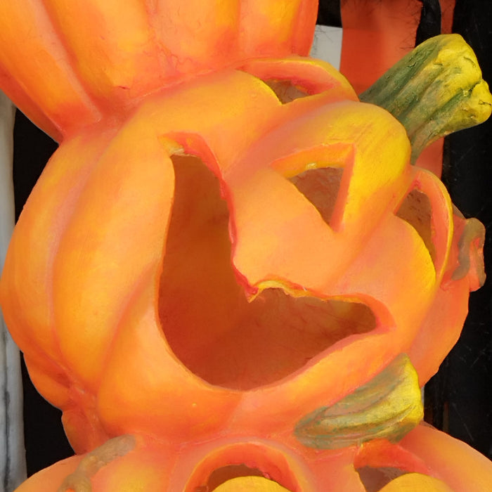 Set di 4 zucche di Halloween in argilla, con espressioni terrificanti Set di 4 zucche di Halloween in argilla, con espressioni terrificanti