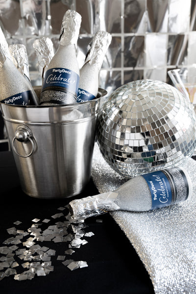 BOTTIGLIA CHAMPAGNE SPARACORIANDOLI ORO/ARGENTO CM 20