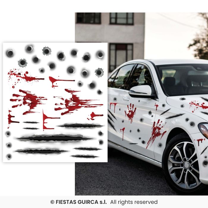adesivi per auto con graffi e sangue