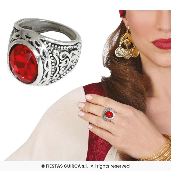 anello chiromante con rubino rosso