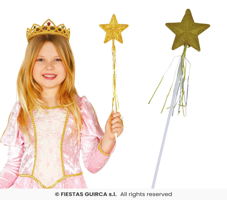 BACCHETTA FATINA CON GLITTER ORO ARGENTO CM 50