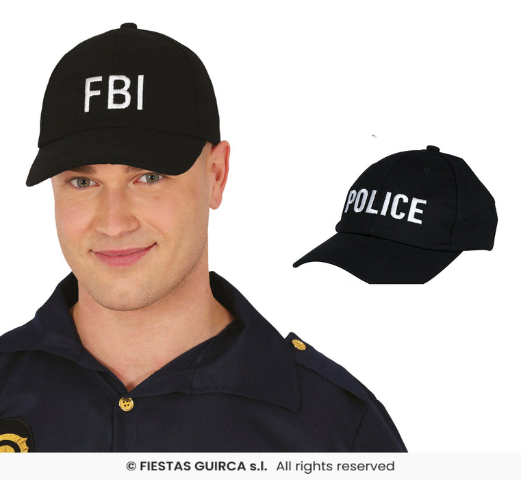 BERRETTO POLICE FBI NERO CON VISIERA E REGOLABILE