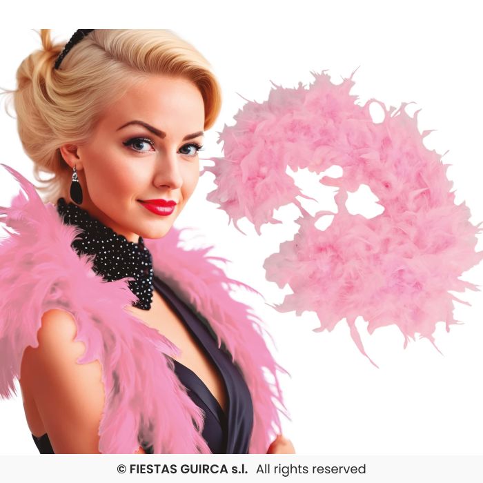 Boa lusso con piume di colore rosa di struzzo per travestimenti charleston