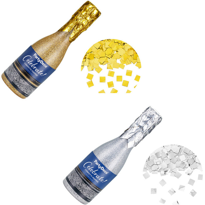 BOTTIGLIA CHAMPAGNE SPARACORIANDOLI ORO/ARGENTO CM 20