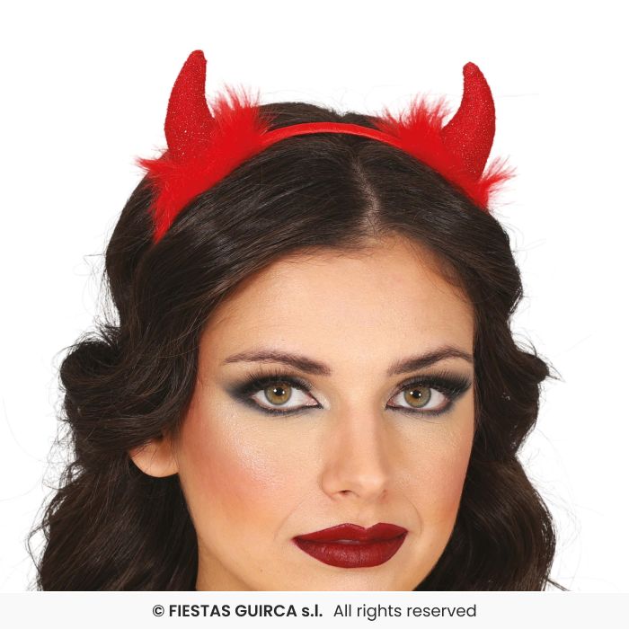 cerchietto diavolessa rosso con marabou