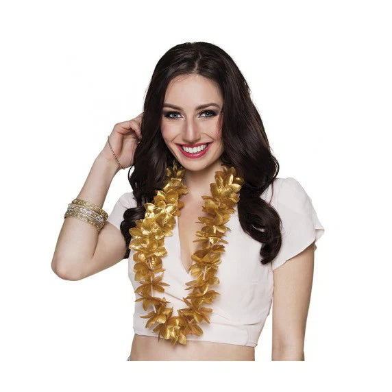 COLLANA HAWAIANA ORO FINITURA METALLIZZATA IN TESSUTO