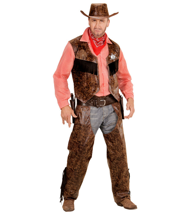 COSTUME DA COWBOY DA RODEO TEXANO AMERICA ADULTO