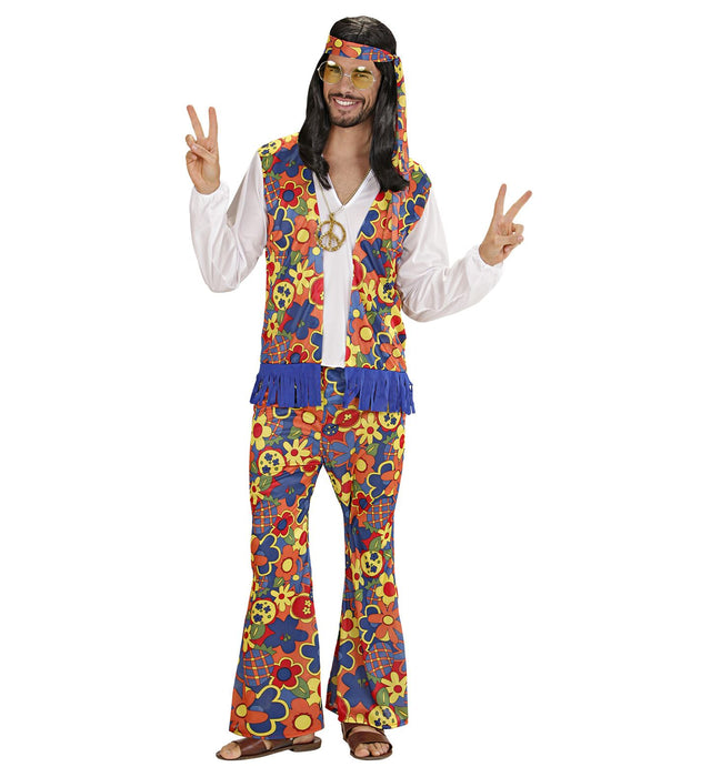 COSTUME FIGLIO DEI FIORI ANNI 70 CARNEVALE HIPPIE