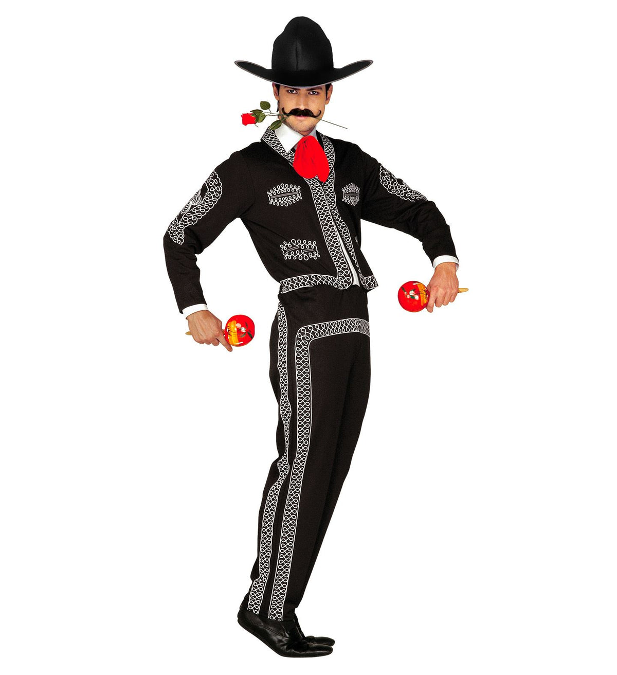 Mariachi Costume Messicano COSTUME DA MARIACHI MESSICANO NERO PER UOMO —, image size:1200x1312