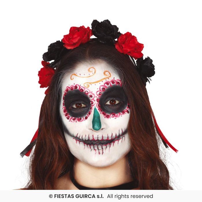 tiara capelli con fiori stile catrina