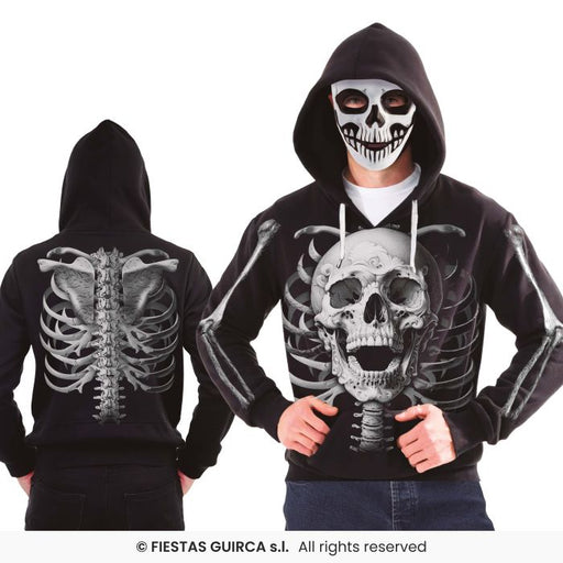 felpa nera con stampa scheletro