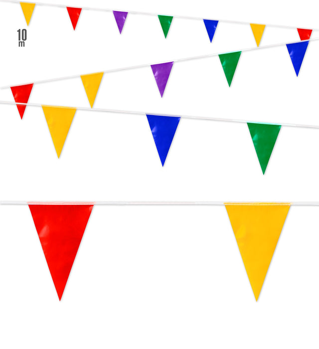 Vetrofania 4 bordure di festoni multicolori 15x92 cm su foglio 70x100 Vetrofania 4 bordure di festoni multicolori 15x92 cm su foglio 70x100
