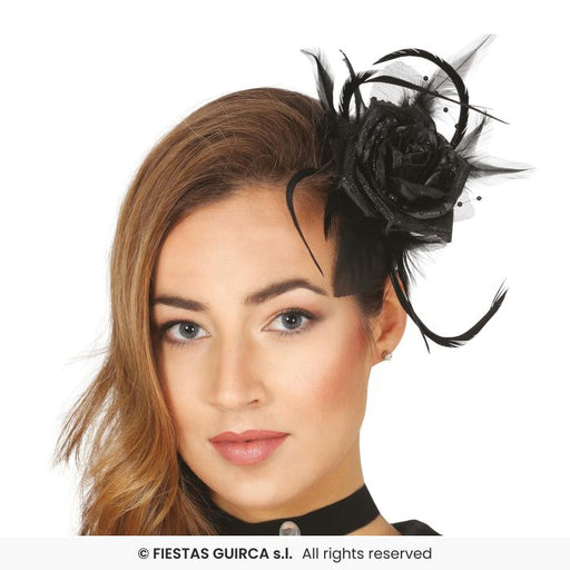 rosa nera glitterata per capelli