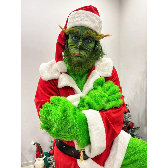 Costume da Babbo Natale per uomo Adulto Verde Big Monster 7 pezzi Completo da Babbo Natale Deluxe Furry Xmas Cosplay Outfit Halloween Costume da Babbo Natale per uomo Adulto Verde Big Monster 7 pezzi Completo da Babbo Natale Deluxe Furry Xmas Cosplay Outfit Halloween
