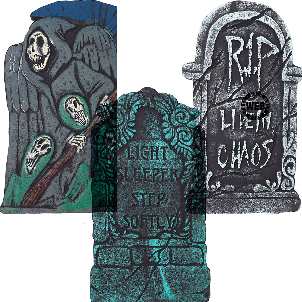 4 Lapidi Tombali Halloween In Schiuma - Decorazioni Spaventose Con Picchetti Per Giardino - Foto 9