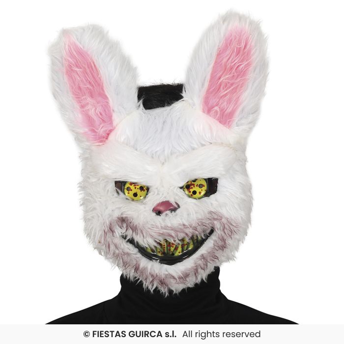 maschera coniglio occhi insanguinati