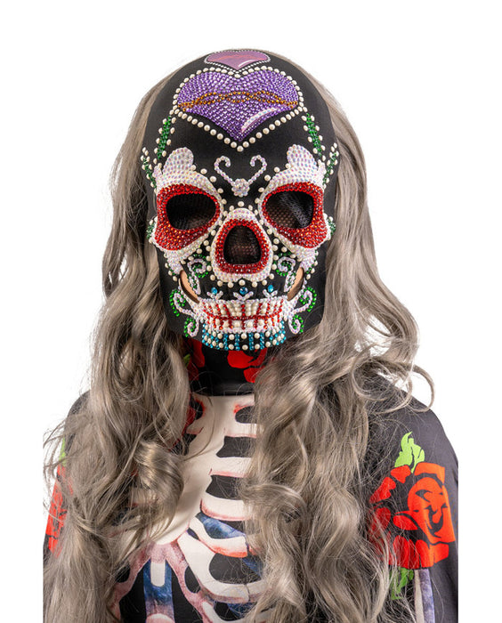MASCHERA SCHELETRO DIA DE LOS MUERTOS CON STRASS