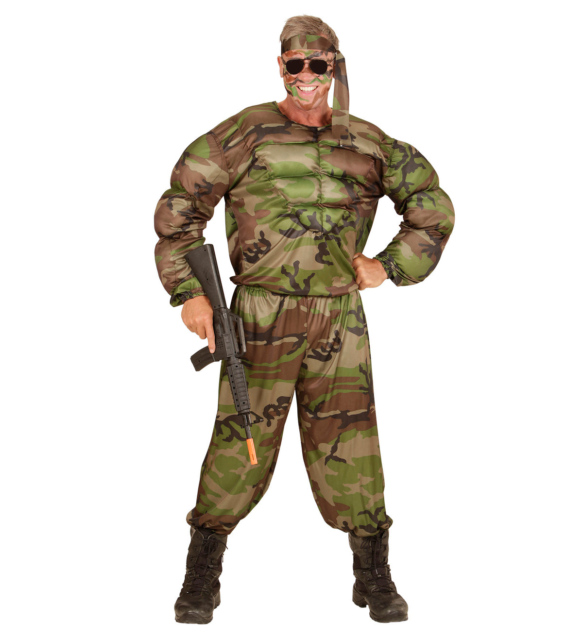 Set Costume Militare Mimetico 6 Pezzi – Cappello, Occhiali, Guanti, Sciarpa, Manicotti E Medaglietta Per Halloween E Cosplay