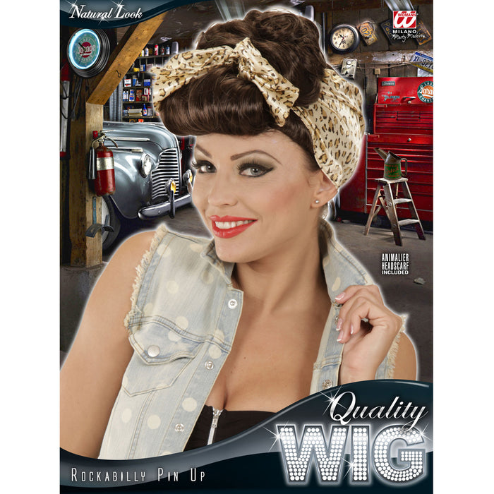 PARRUCCA ANNI 50 CASTANA CON FOULARD