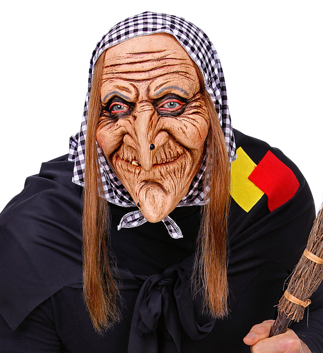 MASCHERA STREGA CON CAPELLI E FOULARD