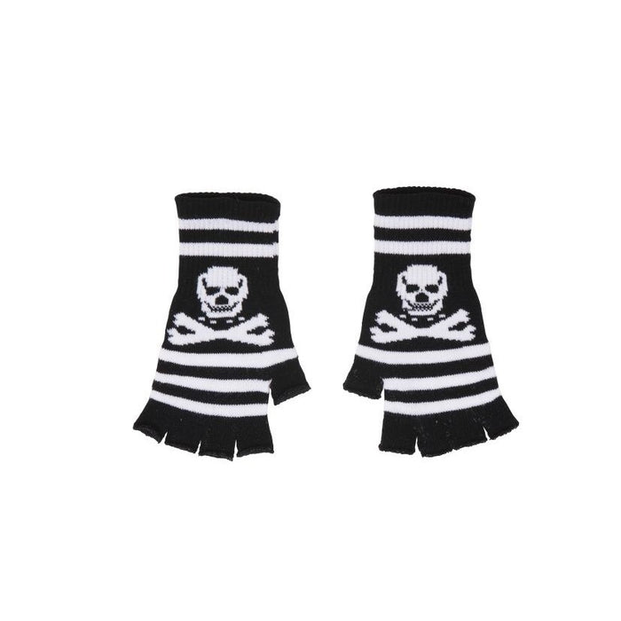 GUANTI NERI SENZA DITA CON TESCHIO