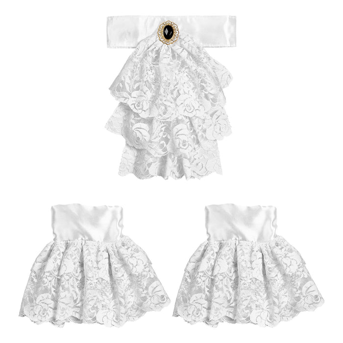 JABOT CON GEMMA E POLSINI IN PIZZO