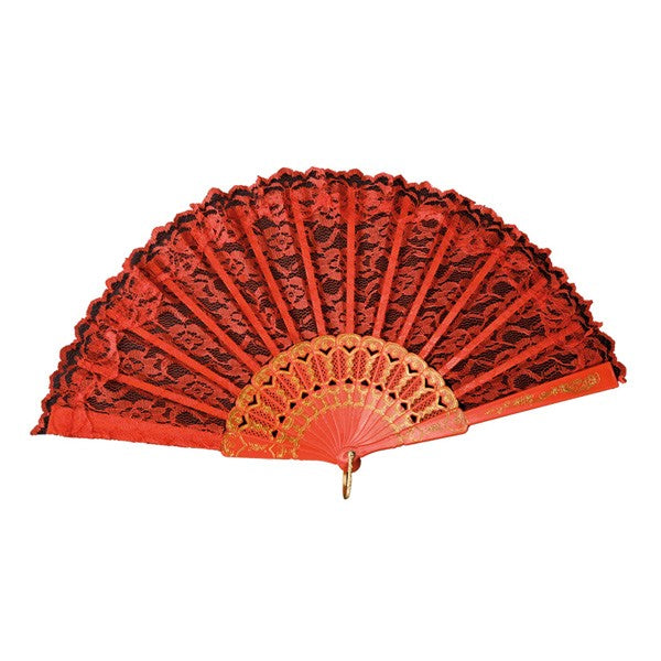 VENTAGLIO IN TESSUTO ROSSO DECORAZIONI