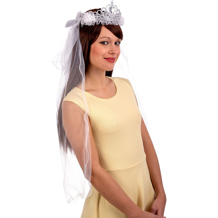 Tiara Con Velo Per Sposa: Coroncina Elegante Con Strass, Fascia Per Capelli Perfetta Per Matrimonio, Addio Al Nubilato E Festeggiamenti