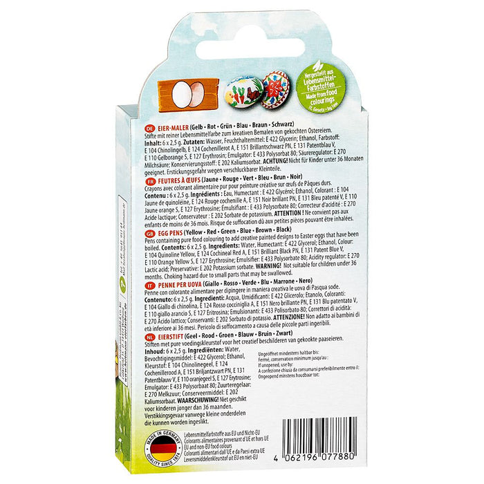 6 PENNARELLI ALIMENTARI PER DECORO UOVA