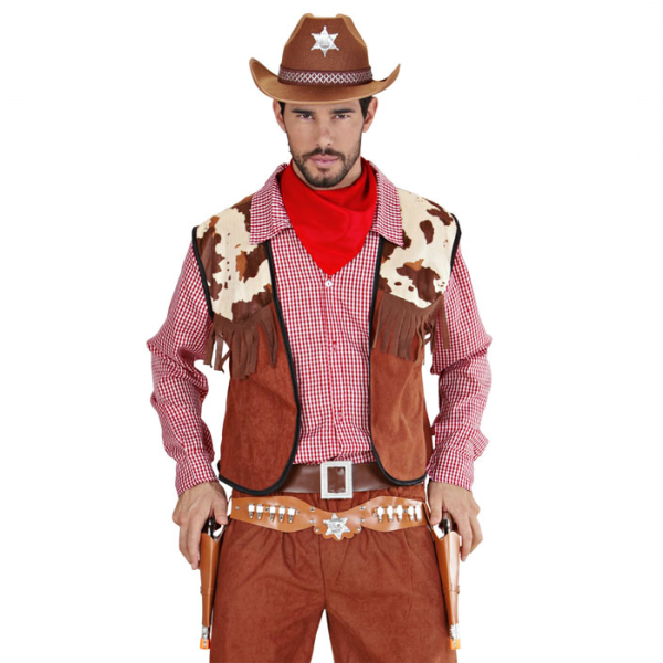 CINTURONE COWBOY DOPPIA FONDINA MARRONE