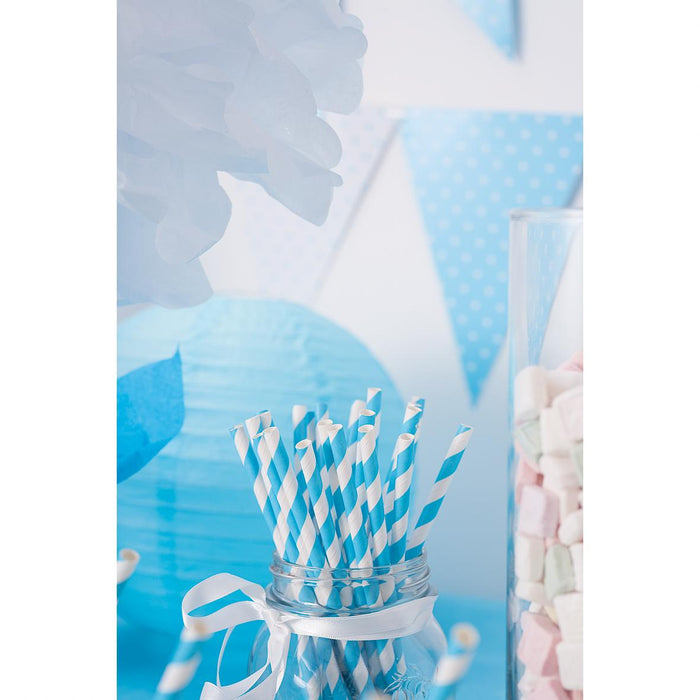 24 CANNUCCE IN CARTA RIGA TURCHESE CM 20