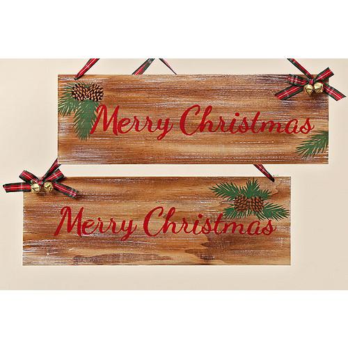 CARTELLO MERRY CHRISTMAS LEGNO CM 30X10