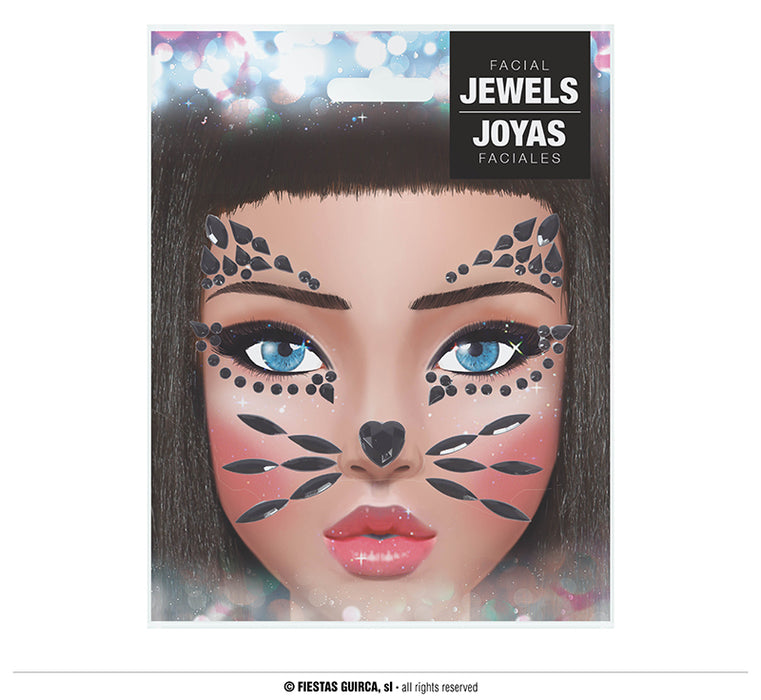 GIOIELLI ADESIVI NERI DA GATTINA PER VISO