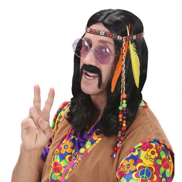 FASCIA PER TESTA HIPPIE PERLINE E PIUME