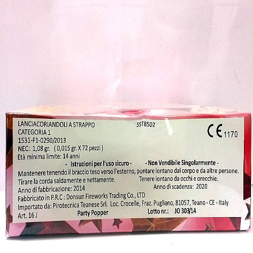 72 BOTTIGLIETTE LANCIACORIANDOLI