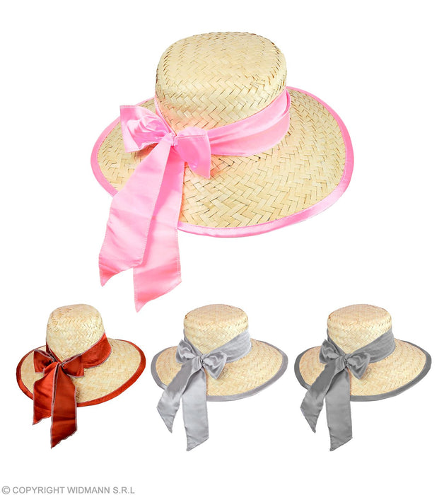 CAPPELLO DONNA COLONIALE IN PAGLIA CON FIOCCO