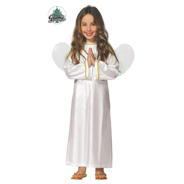 Costume Da Angelo Di Natale Per Bambina Con Ali - Abito Bianco (Taglie 92-152 Cm)