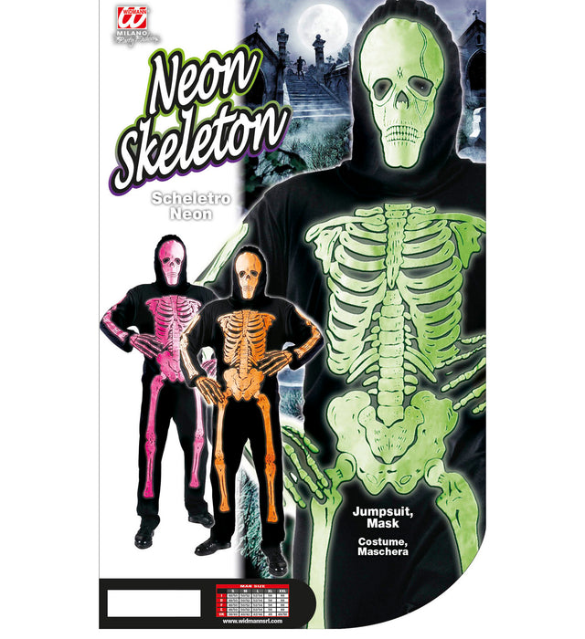 COSTUME SCHELETRO BAMBINO CON OSSA FLUO
