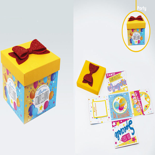 WEDAMOO Scatola Regalo Sorpresa Per Contanti Buon Compleanno – Kit Fai Da Te Con 30 Sacchetti, Adesivi E Biglietti – Decorazione Oro E Nero 12x12x12 Cm