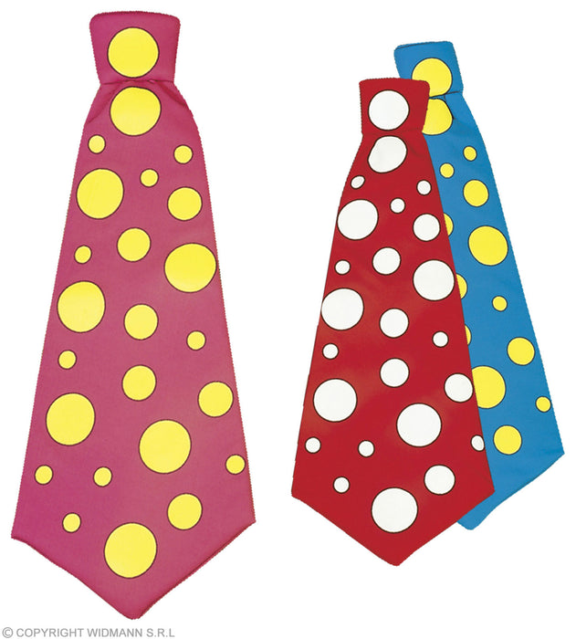 MAXI CRAVATTA CLOWN CON POIS BIANCHI