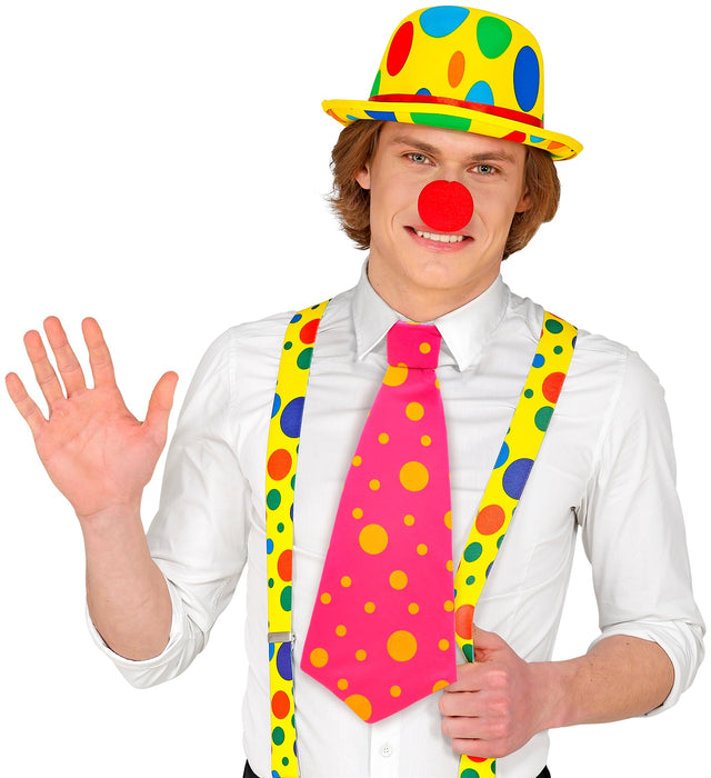 MAXI CRAVATTA CLOWN CON POIS BIANCHI