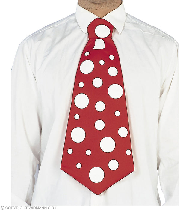 MAXI CRAVATTA CLOWN CON POIS BIANCHI