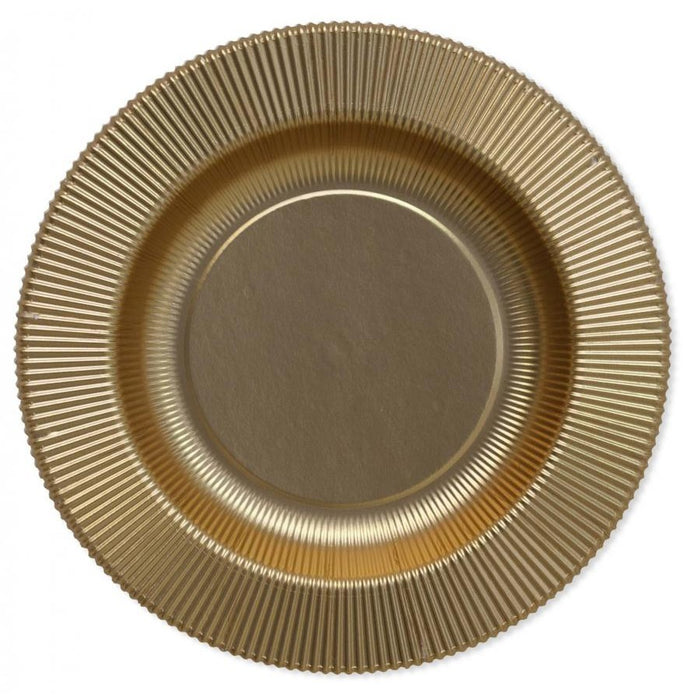 8 PIATTI FONDI ORO SATINATO CM 25.5