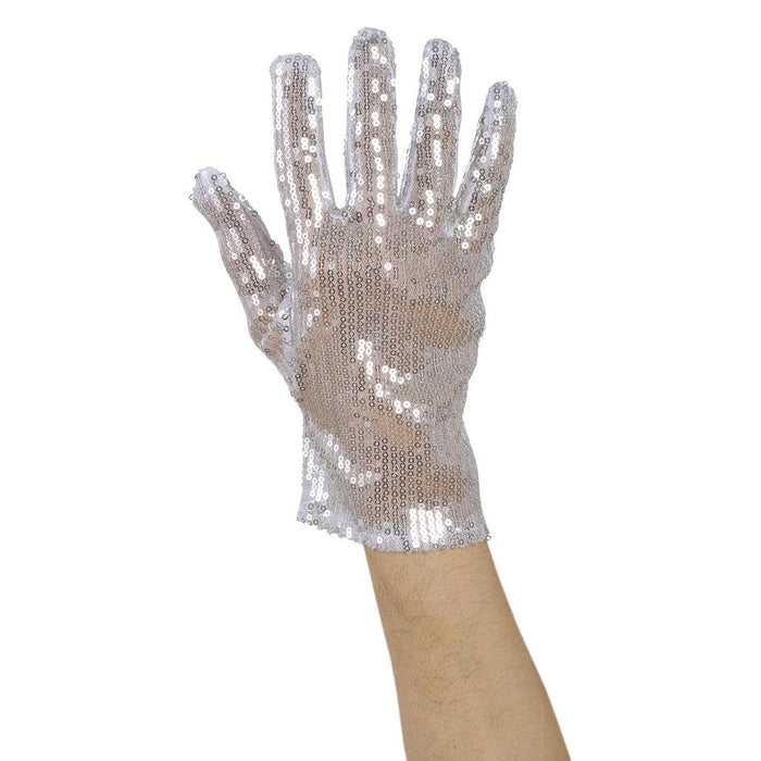 GUANTO IN PAILLETTES ARGENTO