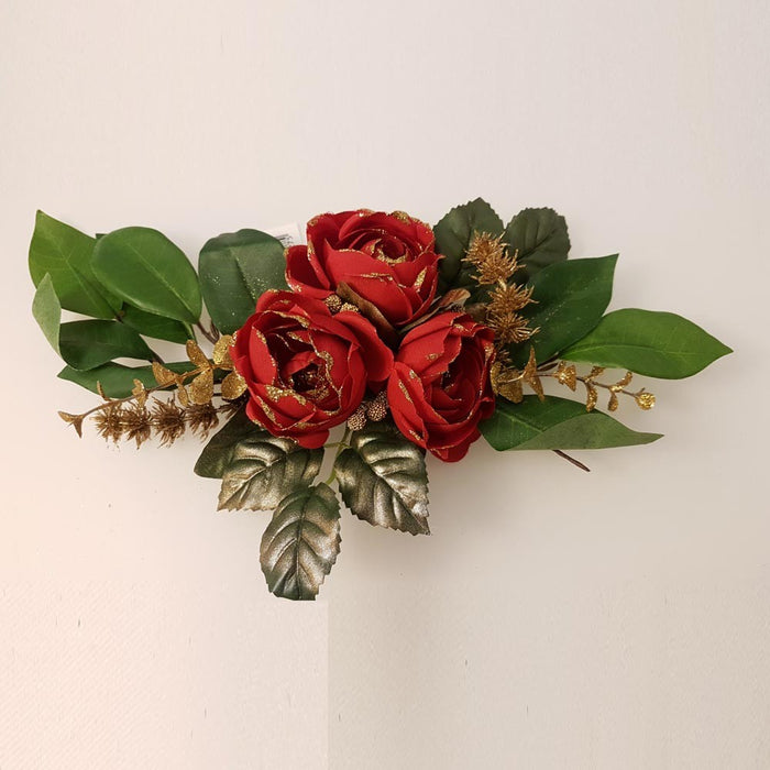 SOTTOCANDELA RAMO FIORI ROSSI GLITTER OR