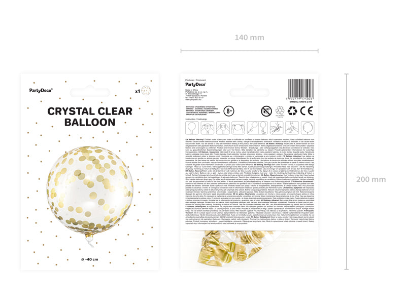 PALLINCINO IN CRYSTAL CORIANDOLI ORO DISEGNATI