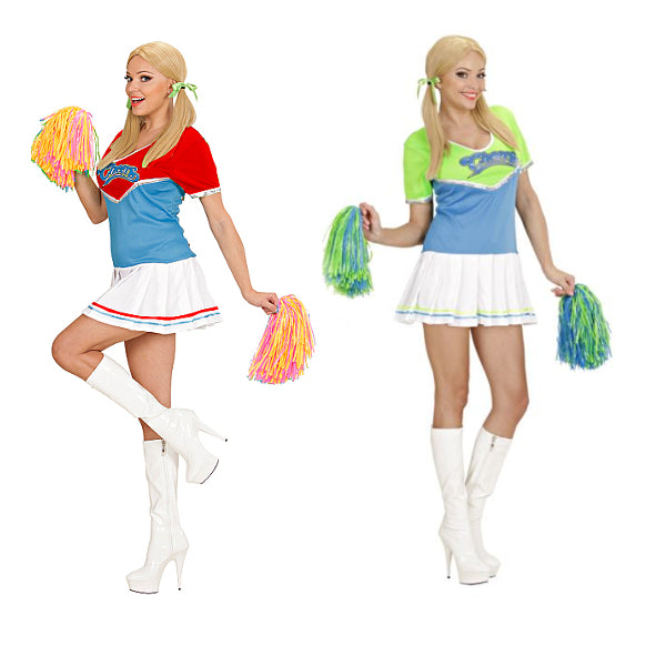 COSTUME RAGAZZA POM POM CHEERLEADER BICOLORE