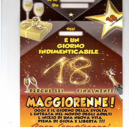 BIGLIETTO SEI FINALMENTE MAGGIORENNE